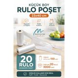 Merpak Ambalaj Rulo Poşet Küçük Boy 20 Rulo Hışır Market Manav Poşeti 23X40 cm