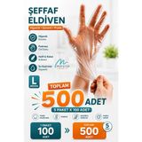 Merpak Ambalaj Şeffaf Eldiven 500 Adet Hışır Poşet Eldiven Kullan At Eldiven Tek Kullanımlık Eldiven