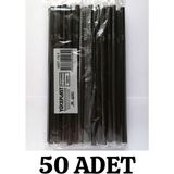 Merpak Ambalaj Siyah Kalın Pipet 50'li Paket Jelatinli Sargılı Pipet Frozen Körüklü Pipet