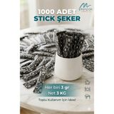 Merpak Ambalaj Stick Şeker (3 KG) Siyah Baskılı Toz Şeker 3 gr X 1000'li