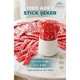 Merpak Ambalaj Stick Şeker Kırmızı Baskılı Şeker 3 gr x 1000'li - 3 kg