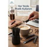 Merpak Ambalaj Stick Şeker (Net 300 gr) Siyah Baskılı Stick Kristal Toz Şeker 3 gr 100'lü