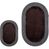 Merplush Peluş Banyo Paspası Takımı 2'li 60X100 + 40X60 cm Örgü Halat Kenarlı Süet Taban - Acı Kahverengi - Antrasit