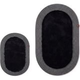 Merplush Peluş Banyo Paspası Takımı 2'li 60X100 + 40X60 cm Örgü Halat Kenarlı Süet Taban - Antrasit - Siyah