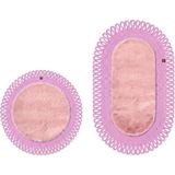 Merplush Peluş Banyo Paspası Takımı 2'li 60X100 + 60X60 cm Dış Ilmekli Halat Kenarlı Süet Taban - Pembe
