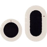 Merplush Peluş Banyo Paspası Takımı 2'li 60X100 + 60X60 cm Dış Ilmekli Halat Kenarlı Süet Taban - Siyah - Krem