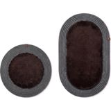 Merplush Peluş Banyo Paspası Takımı 2'li 60X100 + 60X60 cm Örgü Halat Kenarlı Süet Taban - Acı Kahverengi - Antrasit