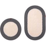 Merplush Peluş Banyo Paspası Takımı 2'li 60X100 + 60X60 cm Örgü Halat Kenarlı Süet Taban - Bej - Antrasit