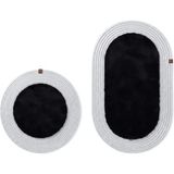 Merplush Peluş Banyo Paspası Takımı 2'li 60X100 + 60X60 cm Örgü Halat Kenarlı Süet Taban - Siyah - Gümüş