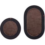 Merplush Peluş Banyo Paspası Takımı 2'li 60X100 + 60X60 cm Örgü Halat Kenarlı Süet Taban - Siyah - Kahverengi