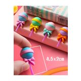 merroze Lolipop Şeker Figürlü 4 Lü Renkli Silgi Seti