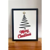 Merry Christmas Yazılı 3D Yılbaşı Tablosu – 2 Katmanlı Ahşap MDF