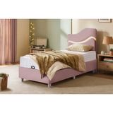 Merry Ledli Tek Kişilik Baza Başlık Maxi Yatak Seti, Pembe, 90X190