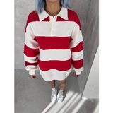 Merry Life Unisex Üç Iplik Parçalı Yakalı Sweatshirt - Kırmızı