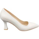 Merry Pace 6394066Z 7 cm Kadeh Topuklu Sivri Burun Kadın Stiletto Ayakkabı - Beyaz