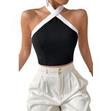 Merry See Boyundan Bağlamalı Kısa Crop Bluz Siyah XL
