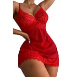 Merry See Dantel Babydoll Gecelik Takım Kırmızı XXL