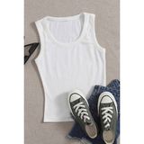 Merry See Düz Renk Kadın Kolsuz Bluz Crop Top - 2XL - Beyaz