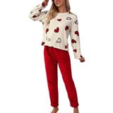 Merry See Kalp Baskılı Peluş Polar Alt Üst Uzun Kollu Pijama Takımı Çok Renkli XL