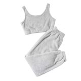 Merry See Kolsuz Askılı Peluş Polar Alt Üst Pijama Takımı Gri L