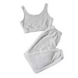 Merry See Kolsuz Askılı Peluş Polar Alt Üst Pijama Takımı Gri XL