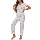 Merry See Özel Örme Kumaş Güpür Dantelli Kiraz Baskılı Kısa Kollu Pijama Takımı