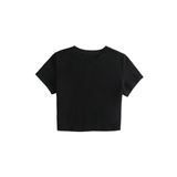 Merry See Pamuklu Yumuşak Dokulu Kısa Kol Bisiklet Yaka Bluz Crop Siyah XS