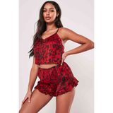 Merry See Saten Baskılı Şortlu Pijama Takım Çok Renkli S