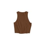 Merry See Tek Renk 1 Adet Kadın Kolsuz Örme Kumaş Bluz Crop Kahverengi M