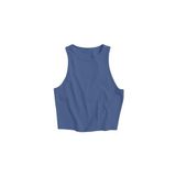 Merry See Tek Renk 1 Adet Kadın Kolsuz Örme Kumaş Bluz Crop Mavi XS