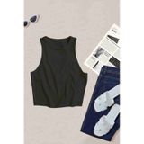 Merry See Tek Renk 1 Adet Kadın Kolsuz Örme Kumaş Bluz Crop Siyah 001