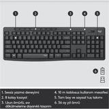Mersa Logitech Klavye MK295 Kablosuz Mouse Set - Siyah