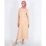 Mersha Collection 4 Mevsim Emzirme Özellikli Elbise - Lohusa Anne Kıyafeti - Bej - 38