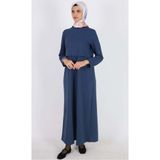 Mersha Collection 4 Mevsim Emzirme Özellikli Elbise - Lohusa Anne Kıyafeti - İndigo - 48