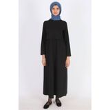 Mersha Collection 4 Mevsim Emzirme Özellikli Elbise - Lohusa Anne Kıyafeti - Siyah - 38
