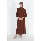 Mersha Collection Bağcıklı Emzirme Elbisesi Lohusalık Dönemi - Emzirme Kıyafeti - Kahverengi - 44