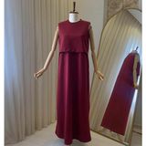 Mersha Collection Mersha 4 Mevsim Sıfır Kol Elbise - Lohusa Anne Elbisesi - Bordo - 40