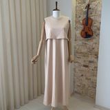 Mersha Collection Mersha 4 Mevsim Sıfır Kol Elbise - Lohusa Anne Elbisesi - Krem - 40