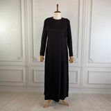 Mersha Collection Mersha Uzun Kol Astar Emzirme Elbisesi - Lohusa Içlik - Emzirme Içlik - Siyah - 38