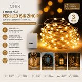 Mersi Shop 1.5 Metre Pilli Peri LED Gün Işığı Dekoratif Bakır Tel Işık Zinciri - 3 m