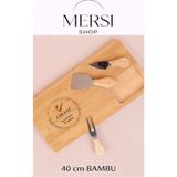 Mersi Shop 40 cm Bambu Peynir Kesme ve Sunum Tahtası Doğal Ahşap Servis Tablası - 1