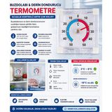 Mersi Shop Bimetalik Kare Termometre | Yapışkanlı Analog Ortam Sıcaklık Ölçer -50°c / +50°c - Şeffaf