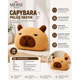 Mersi Shop Capybara Peluş Yastık 30 cm Sevimli Dekoratif Oyuncak Yastık - 24 x 18 x 14 cm - Kahverengi