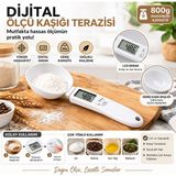 Mersi Shop Dijital Ölçü Kaşığı Terazisi 800 gr Kapasiteli Hassas Tartım LCD Ekranlı Mutfak Kaşığı - Beyaz