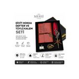 Mersi SHOP Divit Hokka Defter ve Tüylü Kalem Seti – Nostaljik Mürekkepli Yazı Seti Hediye Kutulu