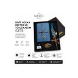 Mersi SHOP Divit Hokka Tüylü Kalem ve Deri Defter Seti Vintage Kaligrafi Hediye Seti