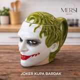 Mersi Shop Joker Figürlü Kupa Bardak – Kapaklı Seramik Joker Tasarımlı Kahve ve Çay Kupası - Yeşil