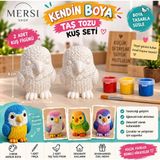 Mersi Shop Kendi Kuşunu Boya Seti 2’li Taş Tozu Figür 3 Renk Boya ve Fırçalı Hobi Boyama Seti - 2ADET