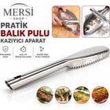 Mersi Shop Paslanmaz Çelik Balık Pulu Temizleyici Aparat – Pratik Balık Kazıyıcı - Gümüş