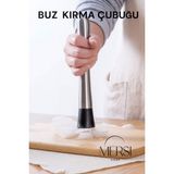 Mersi Shop Paslanmaz Çelik Buz Kırma Çubuğu | Kokteyl ve Meyve Ezmeli Bar Muddler Ezici Aparat - Gri